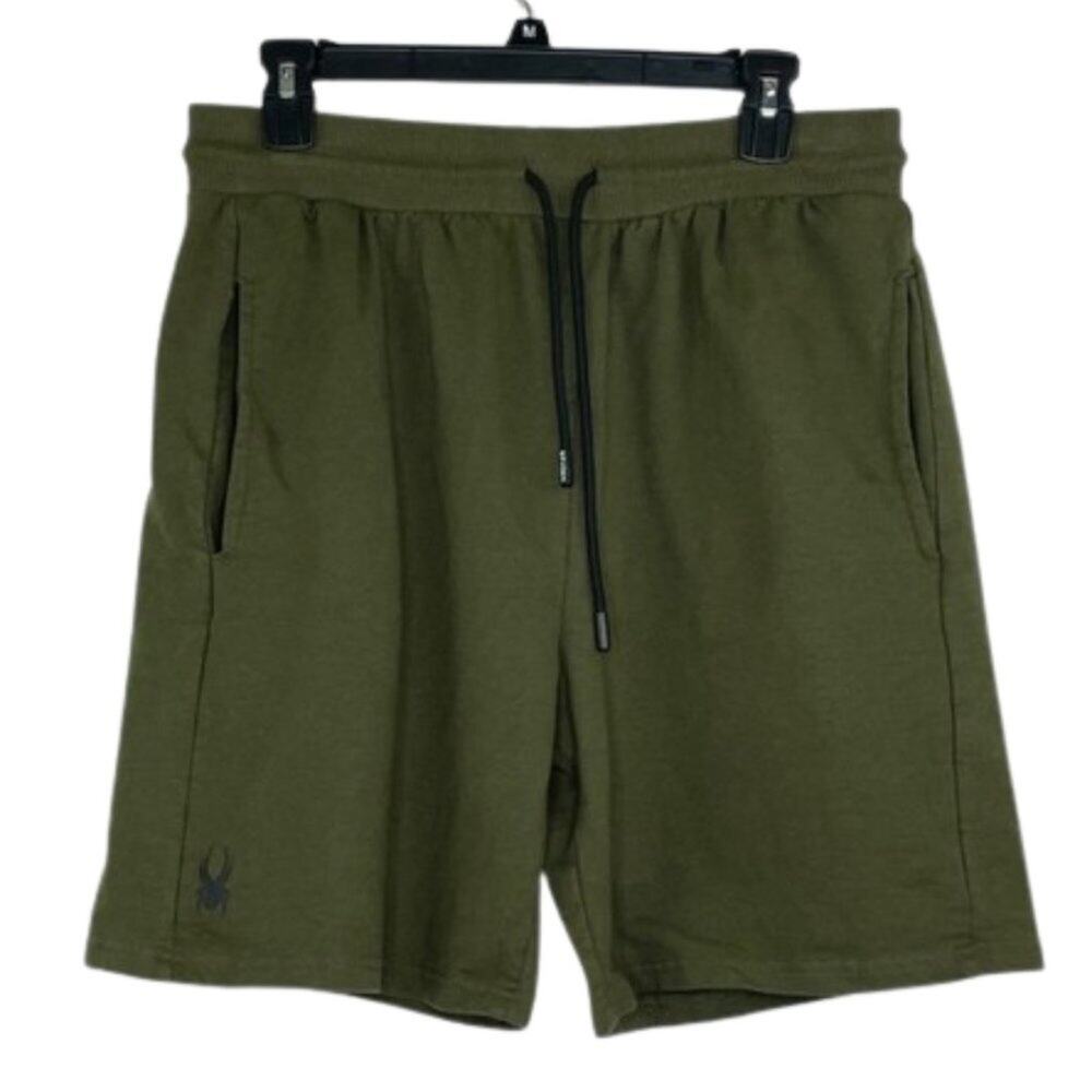 Spyder green shorts waist tie pockets size Large